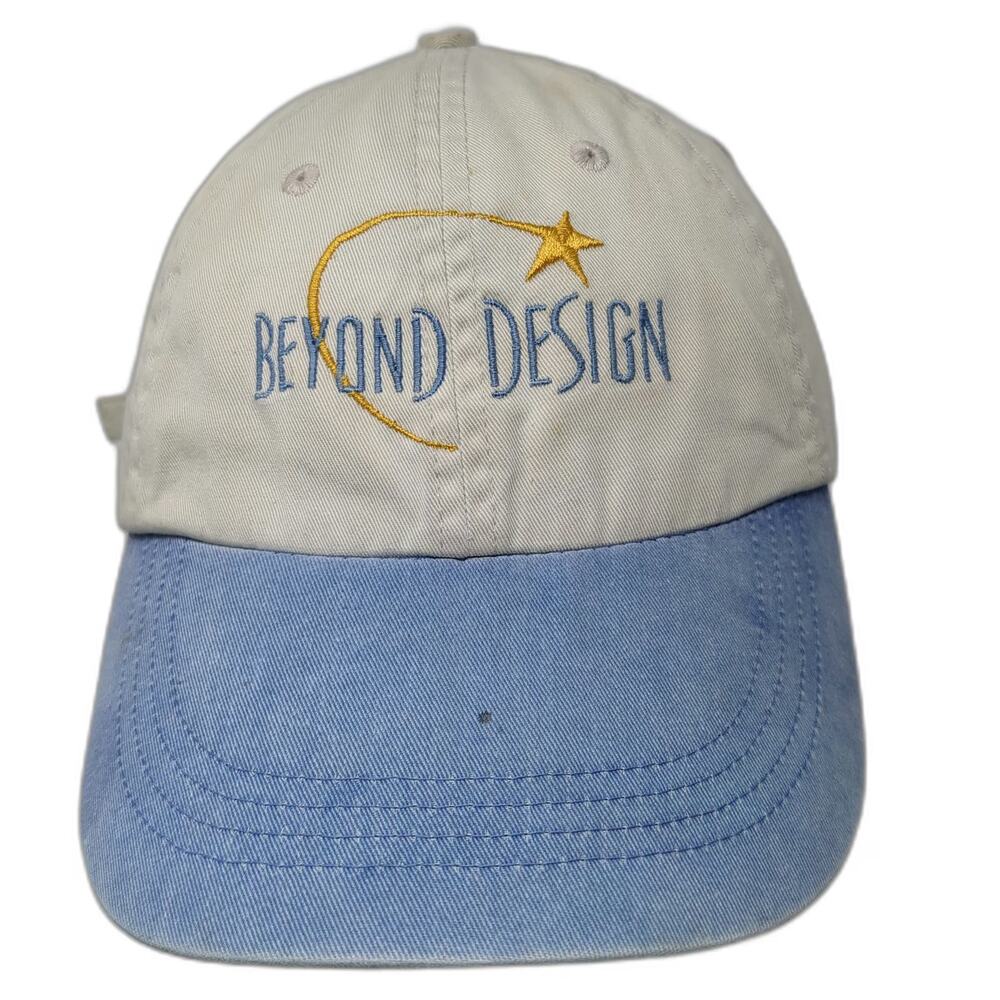 Anvil Baseball Cap Beige Blue One Size Beyond Design Logo Slideback Cotton Hat